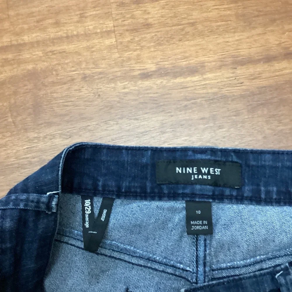 Nine West Jeans Womens 10 Dark Wash Button Hem Capri Jegging Cropped Denim Pants